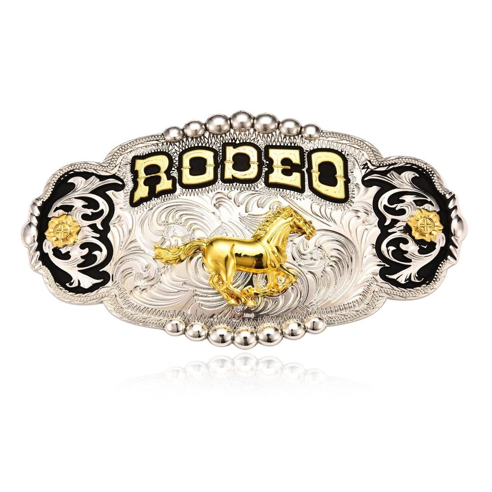 3862 Western Rodeo Belt Buckle Big Cowboy Rodeo Running Horse Belt Buckles